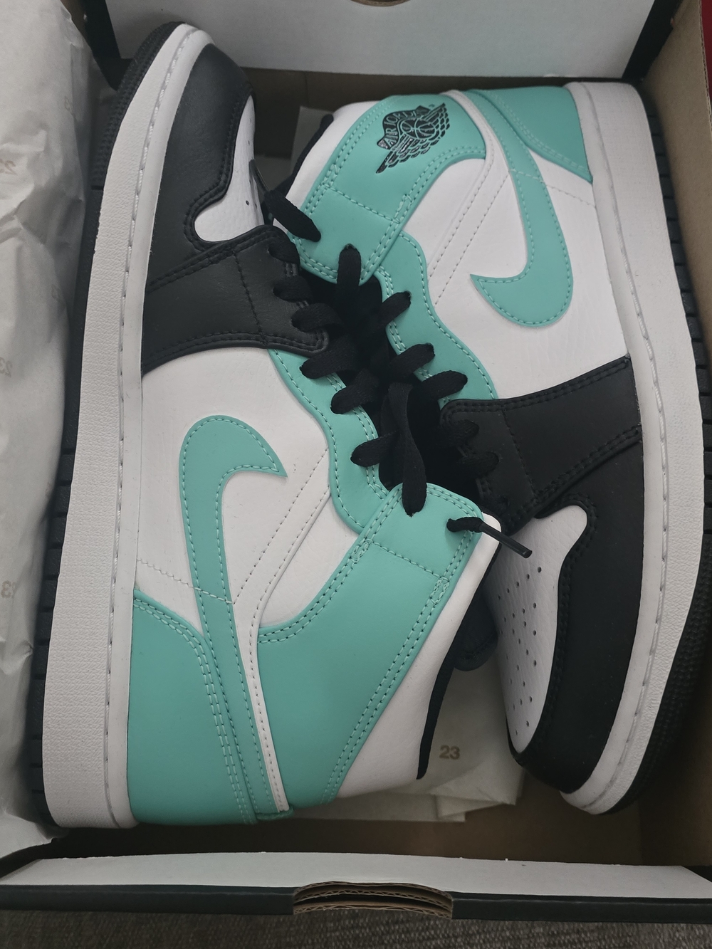 Nike Air Jordan 1 Mid White Black Teal Sneakers